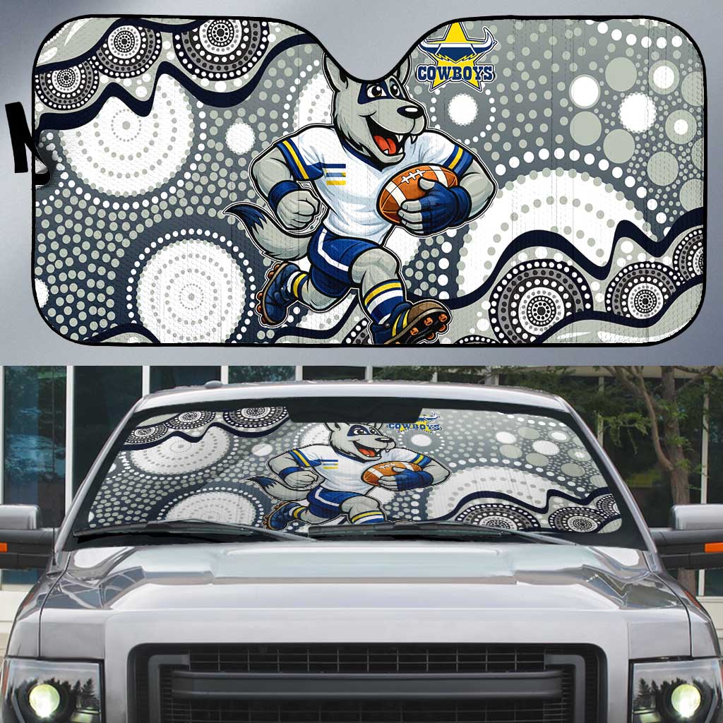 North Queensland Cowboys Auto Sun Shade Aboriginal Dot Pattern - Rugby Mascot Heritage Pride