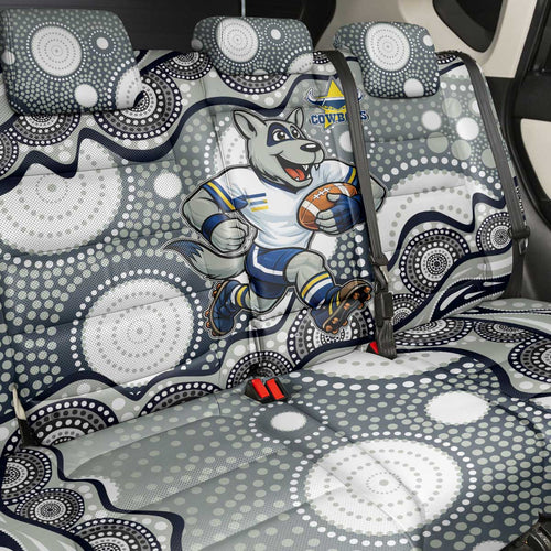 North Queensland Cowboys Back Car Seat Cover Aboriginal Dot Pattern - Rugby Mascot Heritage Pride