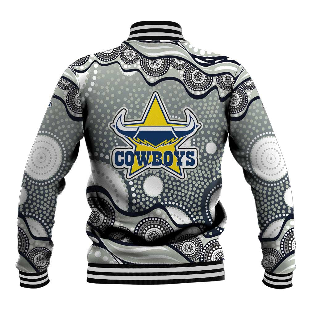 North Queensland Cowboys Baseball Jacket Aboriginal Dot Pattern - Rugby Mascot Heritage Pride
