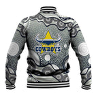 North Queensland Cowboys Baseball Jacket Aboriginal Dot Pattern - Rugby Mascot Heritage Pride