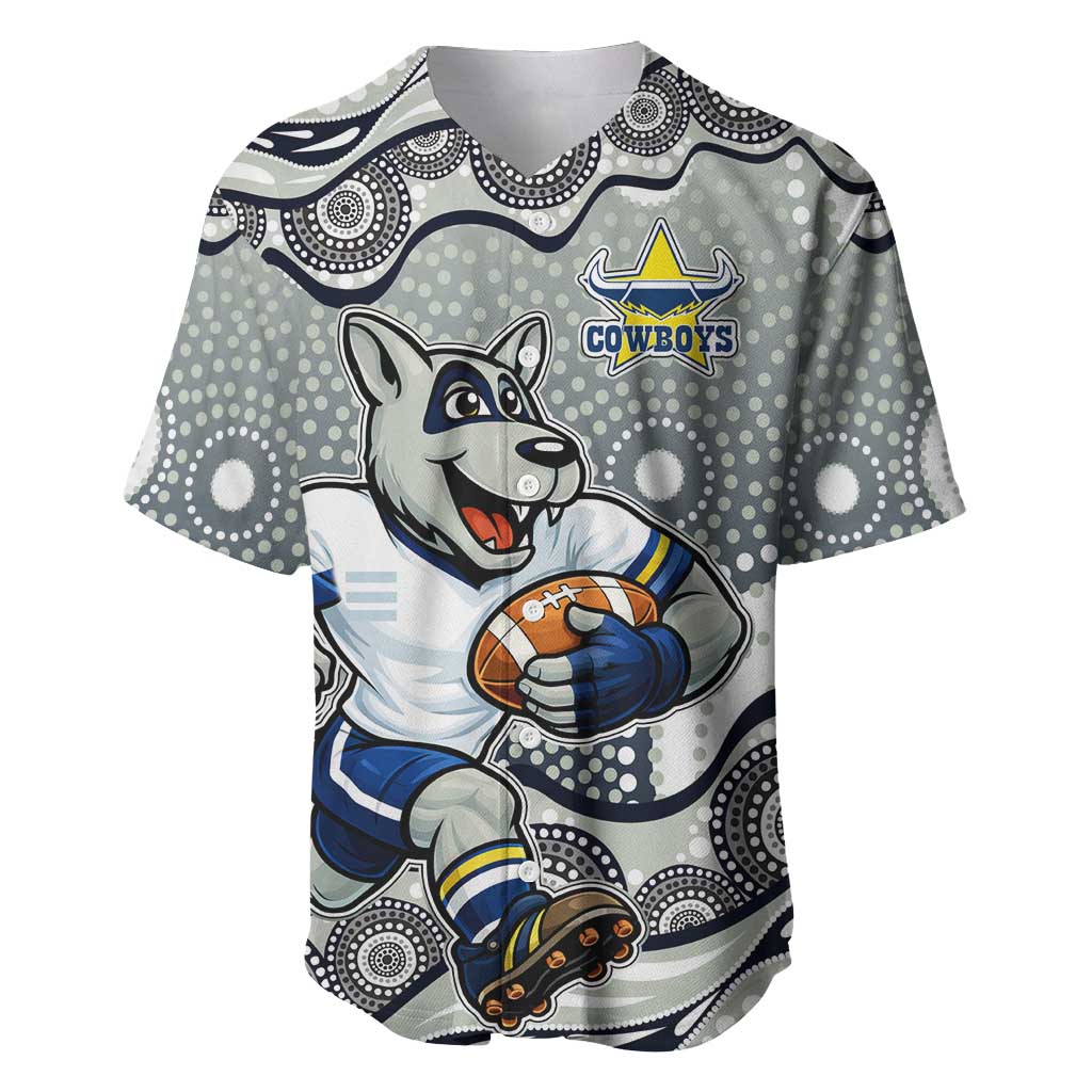North Queensland Cowboys Baseball Jersey Aboriginal Dot Pattern - Rugby Mascot Heritage Pride