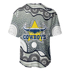 North Queensland Cowboys Baseball Jersey Aboriginal Dot Pattern - Rugby Mascot Heritage Pride