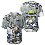 North Queensland Cowboys Baseball Jersey Aboriginal Dot Pattern - Rugby Mascot Heritage Pride