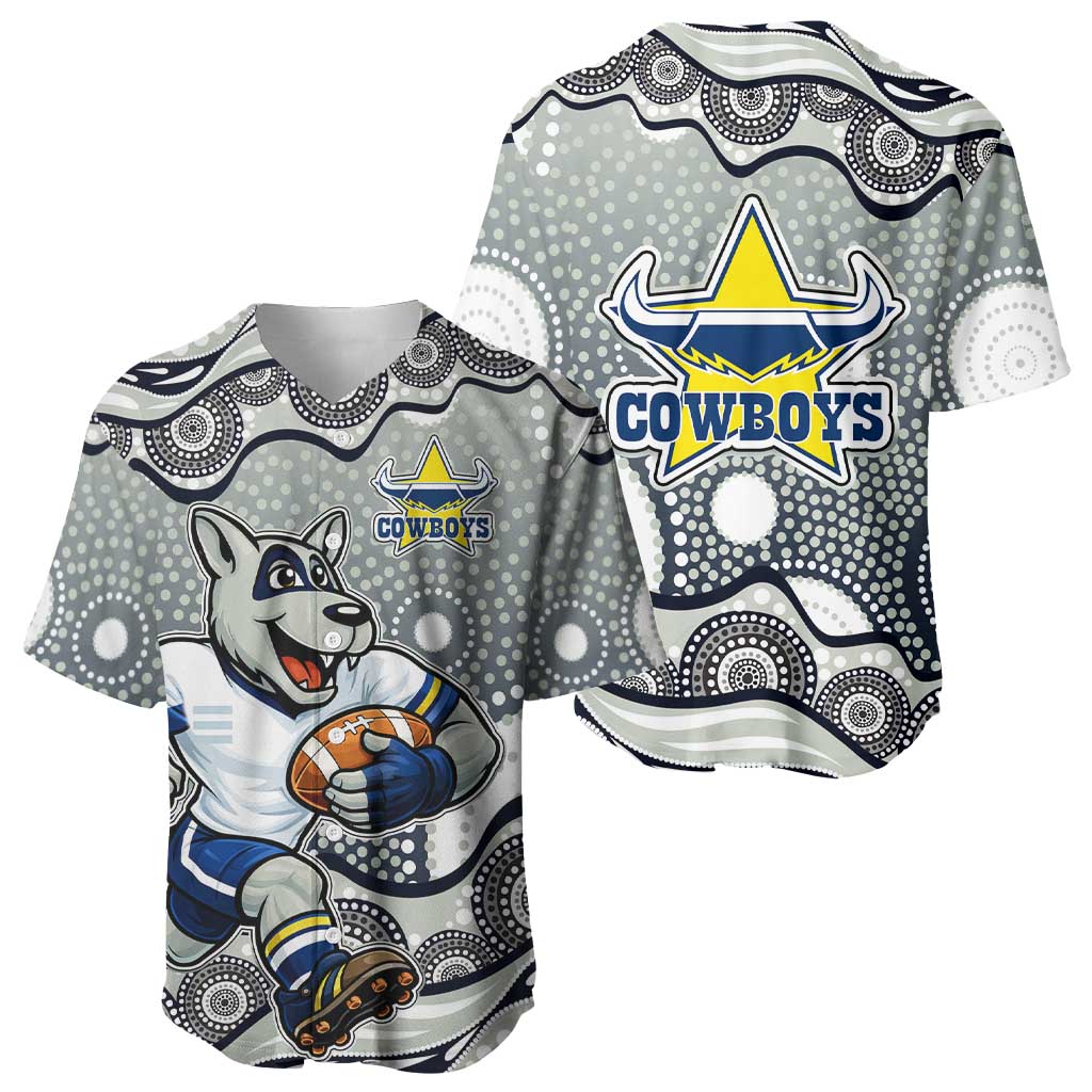 North Queensland Cowboys Baseball Jersey Aboriginal Dot Pattern - Rugby Mascot Heritage Pride