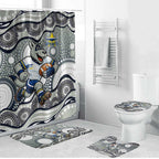 North Queensland Cowboys Bathroom Set Aboriginal Dot Pattern - Rugby Mascot Heritage Pride