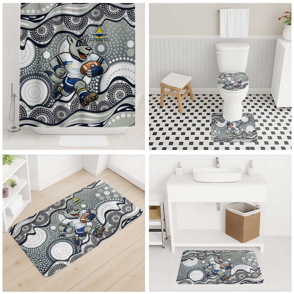 North Queensland Cowboys Bathroom Set Aboriginal Dot Pattern - Rugby Mascot Heritage Pride
