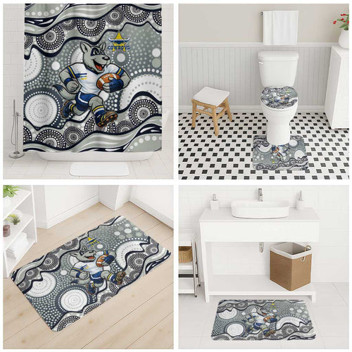 North Queensland Cowboys Bathroom Set Aboriginal Dot Pattern - Rugby Mascot Heritage Pride