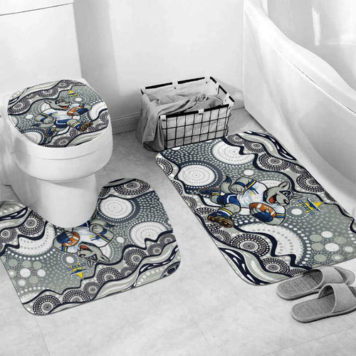North Queensland Cowboys Bathroom Set Aboriginal Dot Pattern - Rugby Mascot Heritage Pride