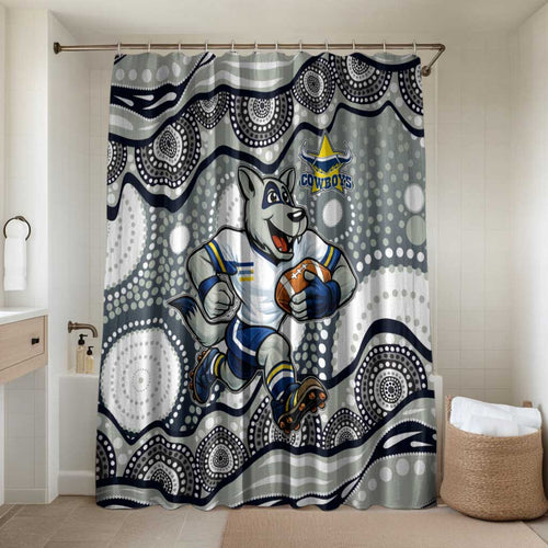 North Queensland Cowboys Bathroom Set Aboriginal Dot Pattern - Rugby Mascot Heritage Pride
