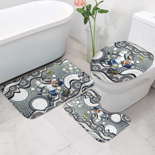 North Queensland Cowboys Bathroom Set Aboriginal Dot Pattern - Rugby Mascot Heritage Pride