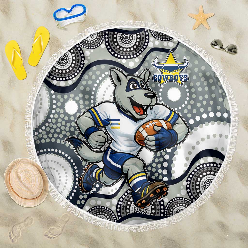 North Queensland Cowboys Beach Blanket Aboriginal Dot Pattern - Rugby Mascot Heritage Pride