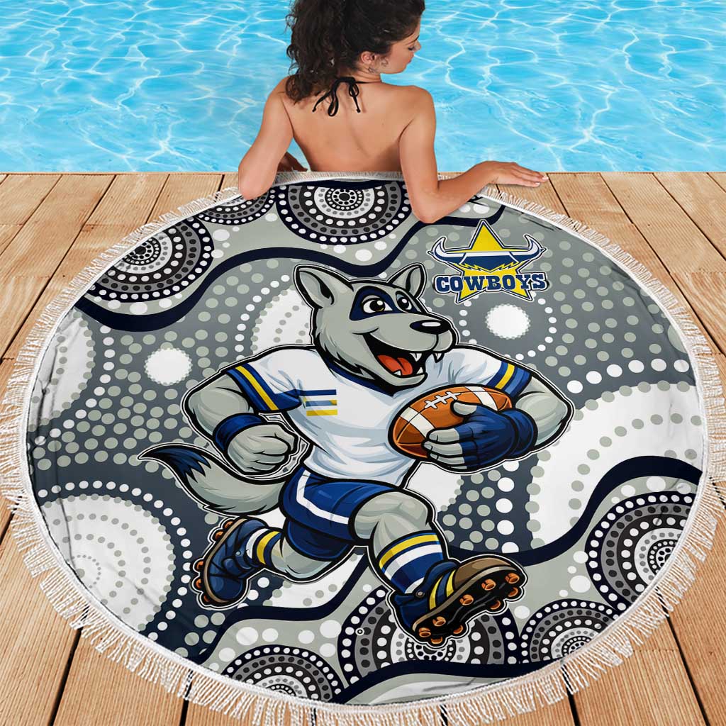 North Queensland Cowboys Beach Blanket Aboriginal Dot Pattern - Rugby Mascot Heritage Pride