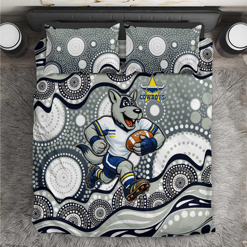 North Queensland Cowboys Bedding Set Aboriginal Dot Pattern - Rugby Mascot Heritage Pride