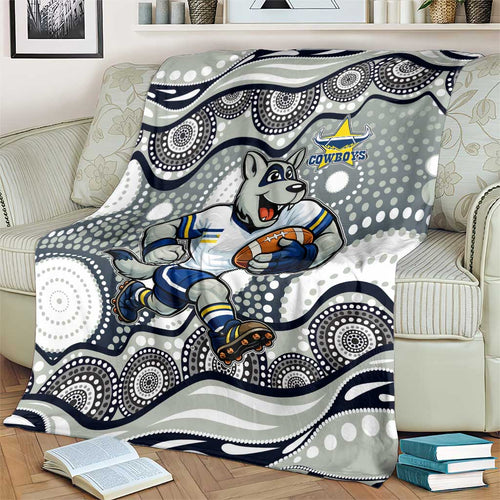 North Queensland Cowboys Blanket Aboriginal Dot Pattern - Rugby Mascot Heritage Pride