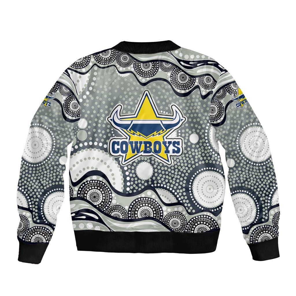 North Queensland Cowboys Bomber Jacket Aboriginal Dot Pattern - Rugby Mascot Heritage Pride