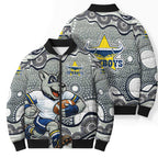 North Queensland Cowboys Bomber Puffer Jacket Aboriginal Dot Pattern - Rugby Mascot Heritage Pride