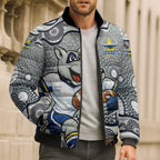 North Queensland Cowboys Bomber Puffer Jacket Aboriginal Dot Pattern - Rugby Mascot Heritage Pride