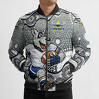 North Queensland Cowboys Bomber Puffer Jacket Aboriginal Dot Pattern - Rugby Mascot Heritage Pride