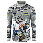 North Queensland Cowboys Button Sweatshirt Aboriginal Dot Pattern - Rugby Mascot Heritage Pride