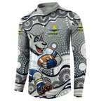 North Queensland Cowboys Button Sweatshirt Aboriginal Dot Pattern - Rugby Mascot Heritage Pride