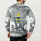 North Queensland Cowboys Button Sweatshirt Aboriginal Dot Pattern - Rugby Mascot Heritage Pride