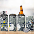 North Queensland Cowboys 4 in 1 Can Cooler Tumbler Aboriginal Dot Pattern - Rugby Mascot Heritage Pride