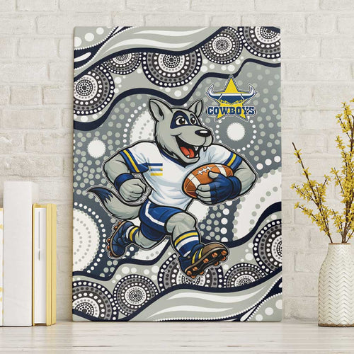 North Queensland Cowboys Canvas Wall Art Aboriginal Dot Pattern - Rugby Mascot Heritage Pride