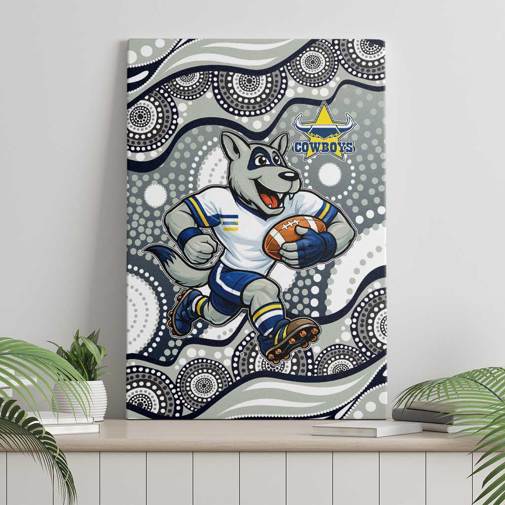 North Queensland Cowboys Canvas Wall Art Aboriginal Dot Pattern - Rugby Mascot Heritage Pride