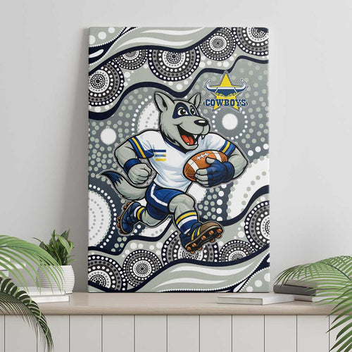 North Queensland Cowboys Canvas Wall Art Aboriginal Dot Pattern - Rugby Mascot Heritage Pride
