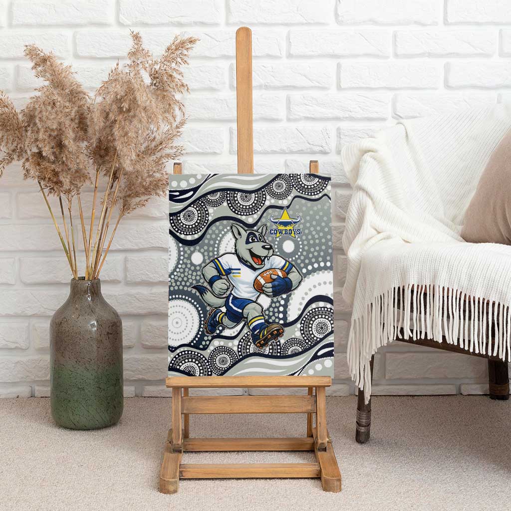 North Queensland Cowboys Canvas Wall Art Aboriginal Dot Pattern - Rugby Mascot Heritage Pride