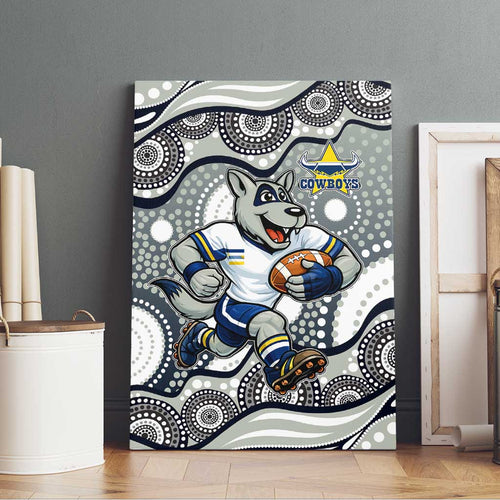 North Queensland Cowboys Canvas Wall Art Aboriginal Dot Pattern - Rugby Mascot Heritage Pride