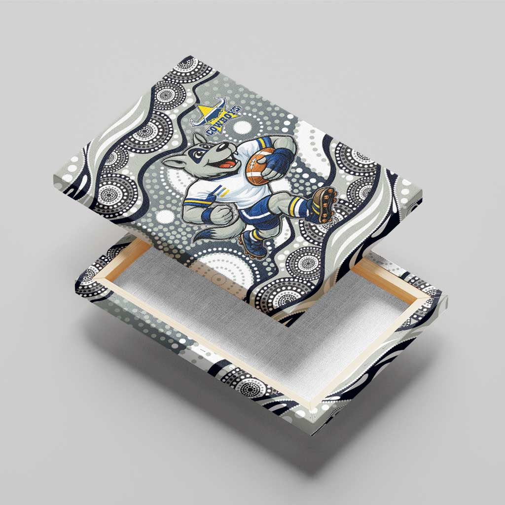 North Queensland Cowboys Canvas Wall Art Aboriginal Dot Pattern - Rugby Mascot Heritage Pride
