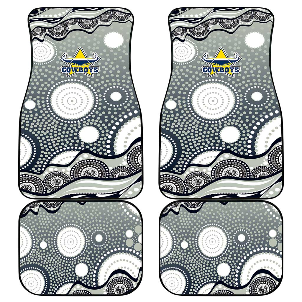 North Queensland Cowboys Car Mats Aboriginal Dot Pattern - Rugby Mascot Heritage Pride