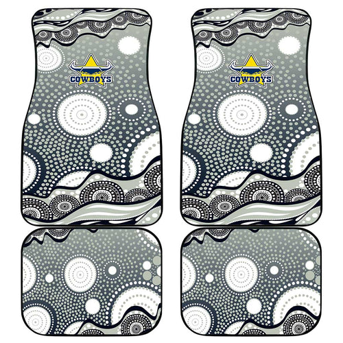 North Queensland Cowboys Car Mats Aboriginal Dot Pattern - Rugby Mascot Heritage Pride