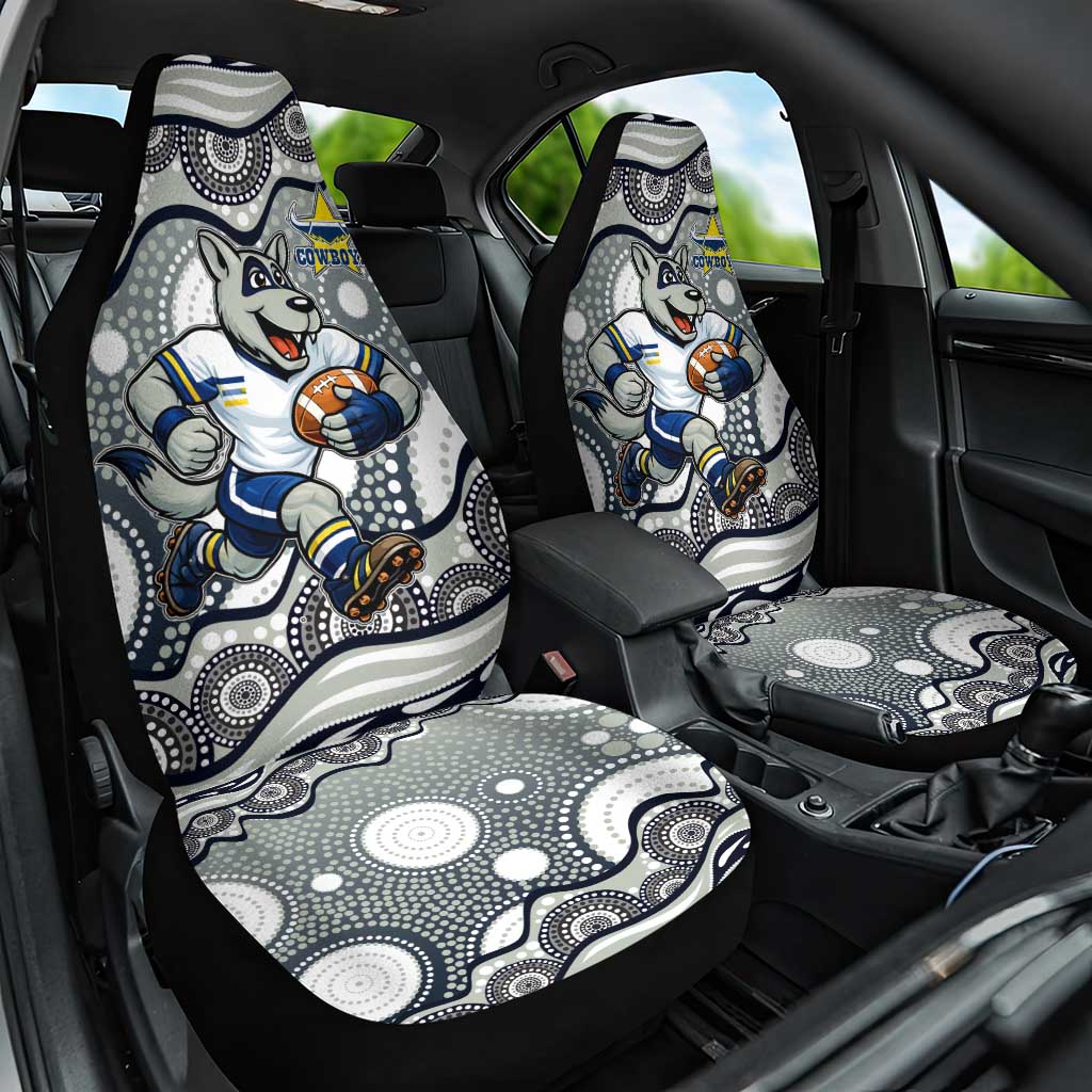 North Queensland Cowboys Car Seat Cover Aboriginal Dot Pattern - Rugby Mascot Heritage Pride