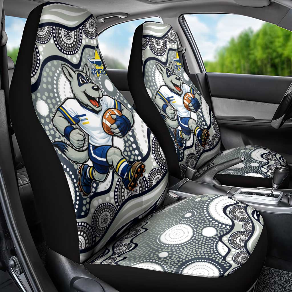 North Queensland Cowboys Car Seat Cover Aboriginal Dot Pattern - Rugby Mascot Heritage Pride