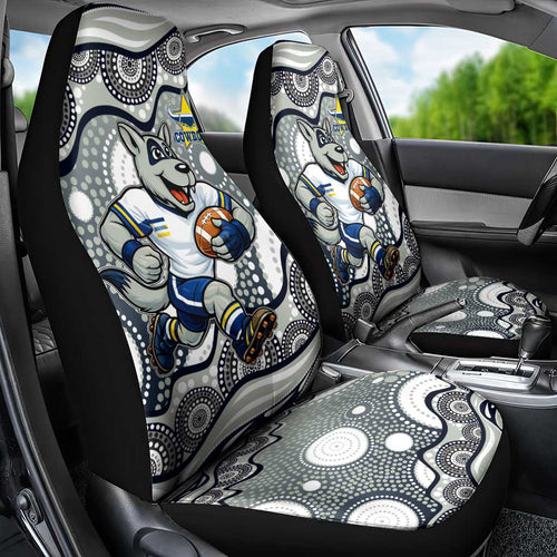 North Queensland Cowboys Car Seat Cover Aboriginal Dot Pattern - Rugby Mascot Heritage Pride