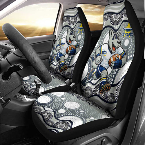 North Queensland Cowboys Car Seat Cover Aboriginal Dot Pattern - Rugby Mascot Heritage Pride