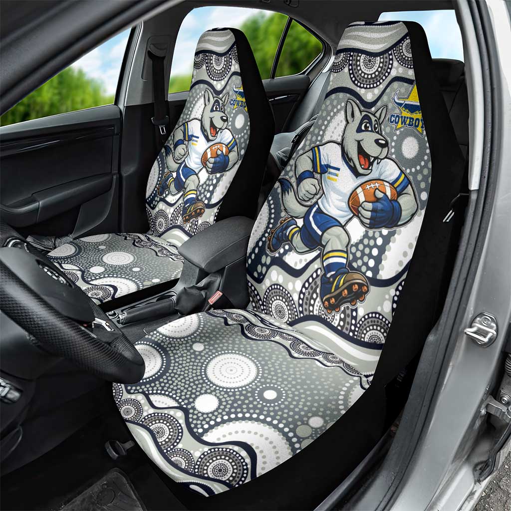 North Queensland Cowboys Car Seat Cover Aboriginal Dot Pattern - Rugby Mascot Heritage Pride