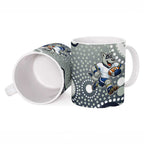 North Queensland Cowboys Ceramic Mug Aboriginal Dot Pattern - Rugby Mascot Heritage Pride