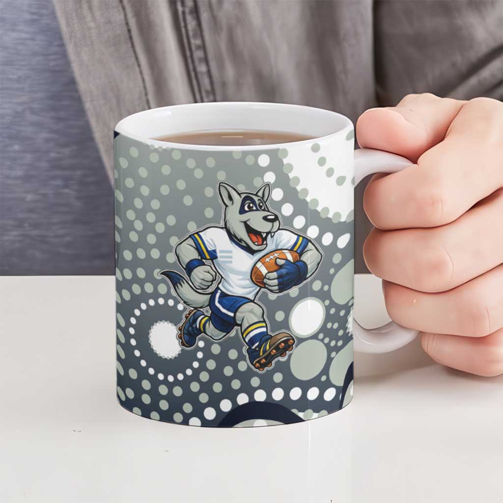North Queensland Cowboys Ceramic Mug Aboriginal Dot Pattern - Rugby Mascot Heritage Pride