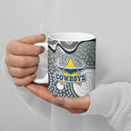 North Queensland Cowboys Ceramic Mug Aboriginal Dot Pattern - Rugby Mascot Heritage Pride