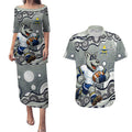 North Queensland Cowboys Couples Matching Puletasi and Hawaiian Shirt Aboriginal Dot Pattern - Rugby Mascot Heritage Pride