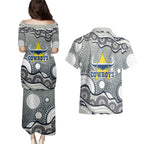North Queensland Cowboys Couples Matching Puletasi and Hawaiian Shirt Aboriginal Dot Pattern - Rugby Mascot Heritage Pride