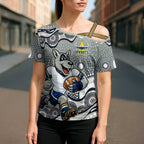 North Queensland Cowboys Cross Shoulder Shirt Aboriginal Dot Pattern - Rugby Mascot Heritage Pride