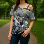 North Queensland Cowboys Cross Shoulder Shirt Aboriginal Dot Pattern - Rugby Mascot Heritage Pride