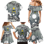North Queensland Cowboys Family Matching Mermaid Dress and Hawaiian Shirt Aboriginal Dot Pattern - Rugby Mascot Heritage Pride