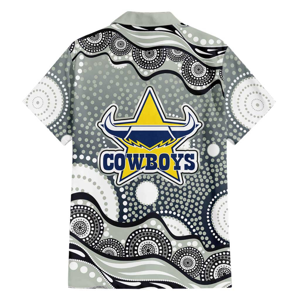 North Queensland Cowboys Family Matching Mermaid Dress and Hawaiian Shirt Aboriginal Dot Pattern - Rugby Mascot Heritage Pride
