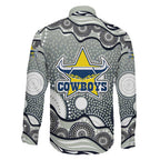 North Queensland Cowboys Family Matching Mermaid Dress and Hawaiian Shirt Aboriginal Dot Pattern - Rugby Mascot Heritage Pride
