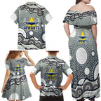 North Queensland Cowboys Family Matching Off Shoulder Maxi Dress and Hawaiian Shirt Aboriginal Dot Pattern - Rugby Mascot Heritage Pride